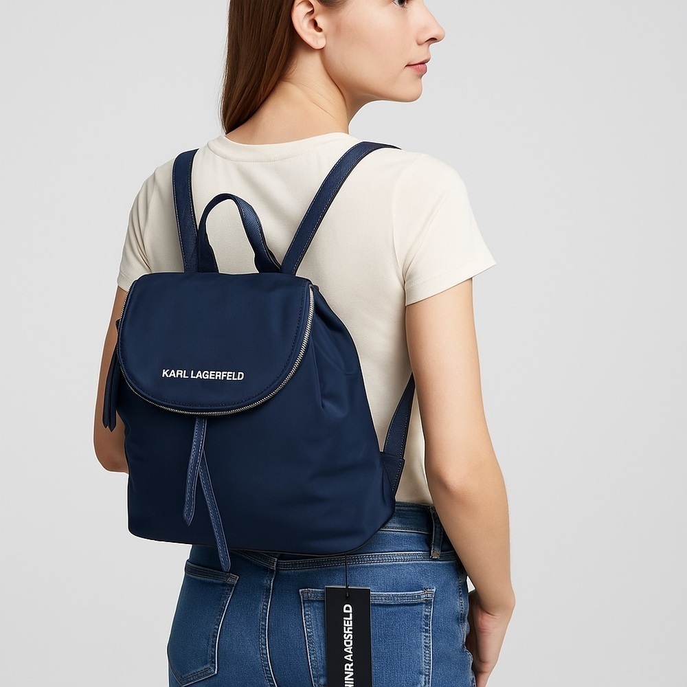 Karl Lagerfeld Paris Navy Nylon Backpack